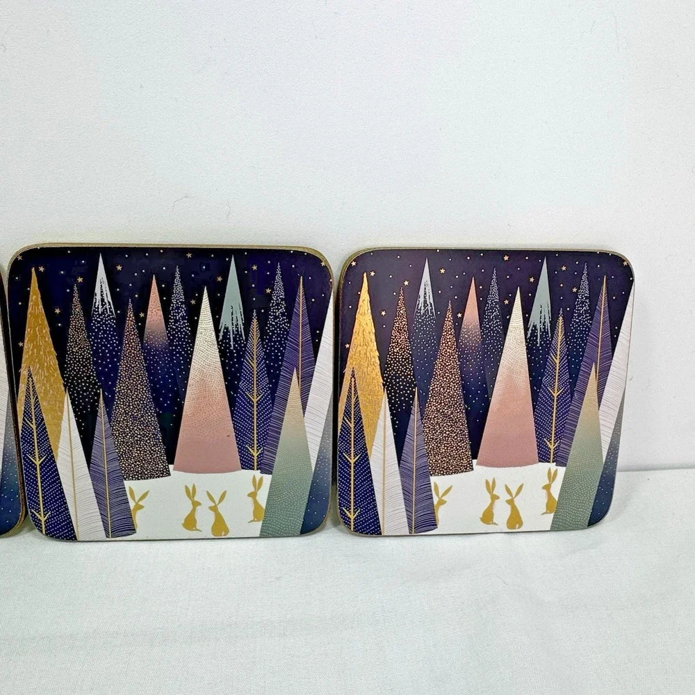 Pimpernel Sara Miller London Frosted Pines Coaster | Christmas Winter Forest